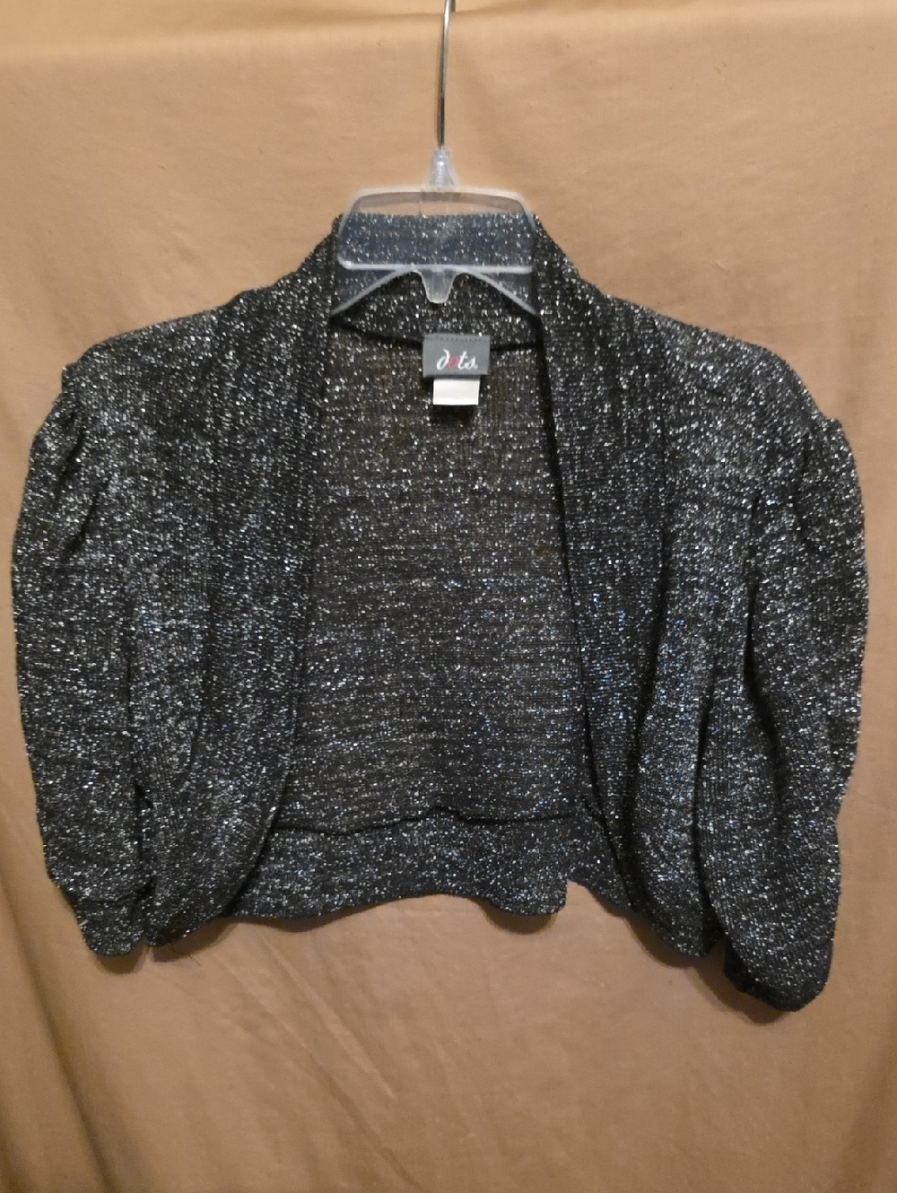 Dots Black & Silver Sparkle Cropped Shrug L